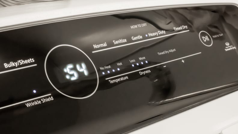 The Whirlpool Cabrio WED7000DW dryer control panel.