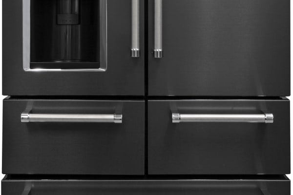 The KitchenAid KRMF706EBS: A five-door, black stainless steel fridge? Sounds crazy, but it looks amazing.