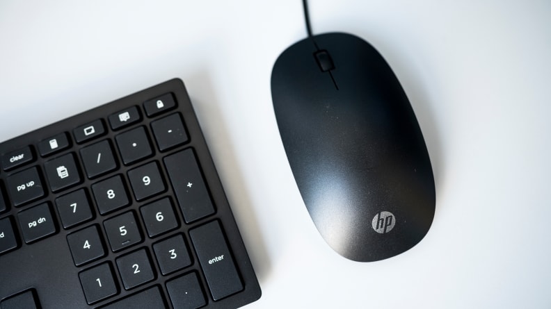 A closeup of the included mouse and keyboard.