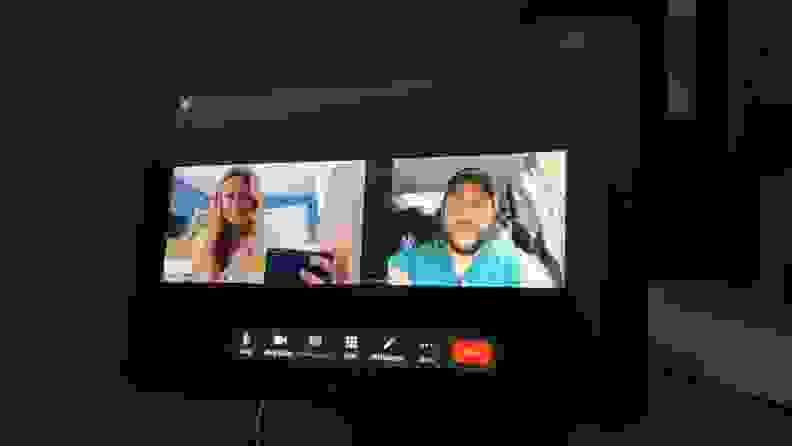 A Zoom video call displayed on the Echo Show 10