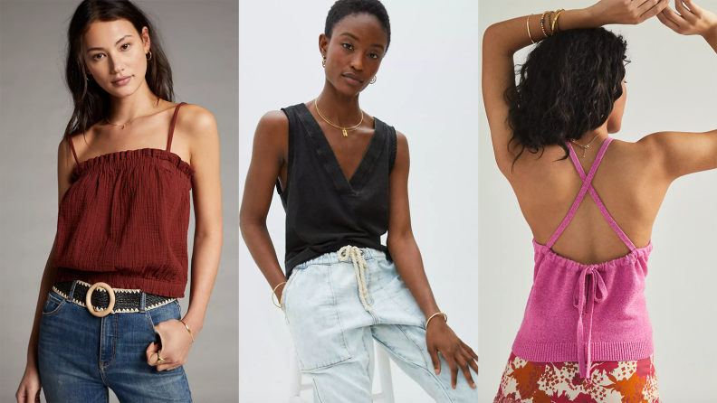 Three women in tank tops, among the best things to buy at Anthropologie.
