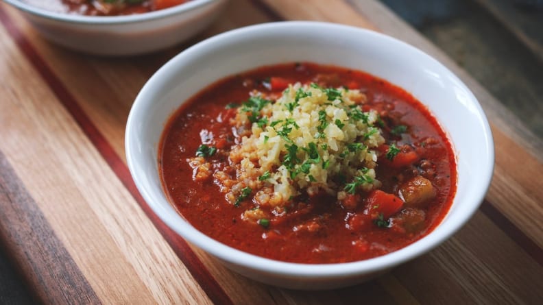 Whole30 Stuffed Pepper Soup with Cauliflower Rice