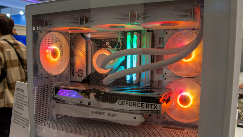 A view of the inside of the MSI project zero gaming desktop.