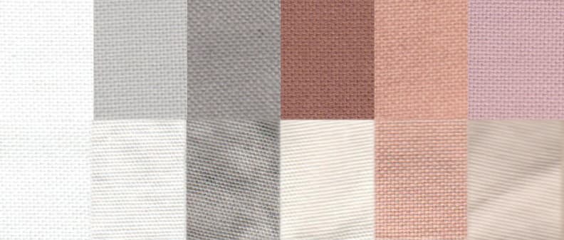 Before and after test stain results using the Normal cycle. From left to right: control, sweat, dirt, blood, cocoa, and red wine.