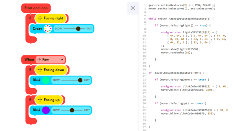 An example of block and Javascript code for the Mover