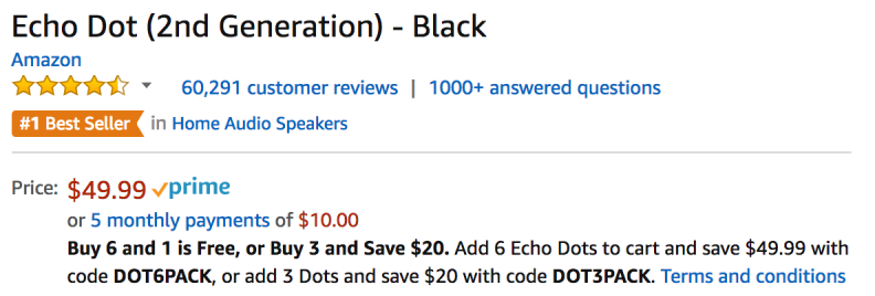 The Echo Dot is listed as a "best seller" and it legitimately deserves that designation.