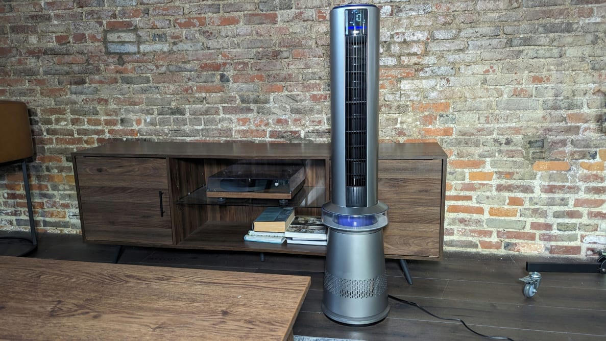 The Dreo Air Purifier Tower Fan MC710S appears in a living room.