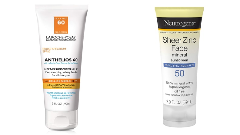 The La Roche Posay Anthelios Melt-In Sunscreen Milk and the Neutrogena Sheer Zinc Sunscreen Lotion SPF 50.