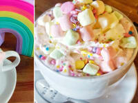 Unicorn hot chocolate is the most glittery beverage you'll ever drink.