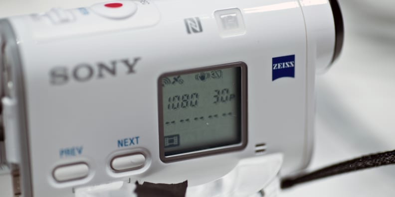 A photograph of the Sony Action Cam FDR-X1000V's screen.