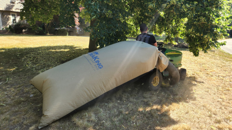 Wide angle view of TerraKing 54 cubic foot Pro Leaf Bag.