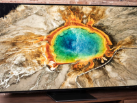 The 55-inch Samsung S95B QD-OLED displaying 4K/HDR content in a living room setting.