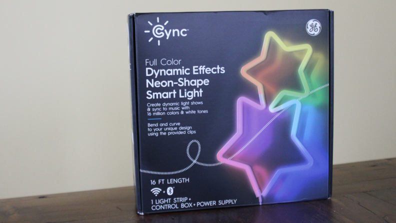 Box package for the GE Cync Smart Neon Shape Light strip.