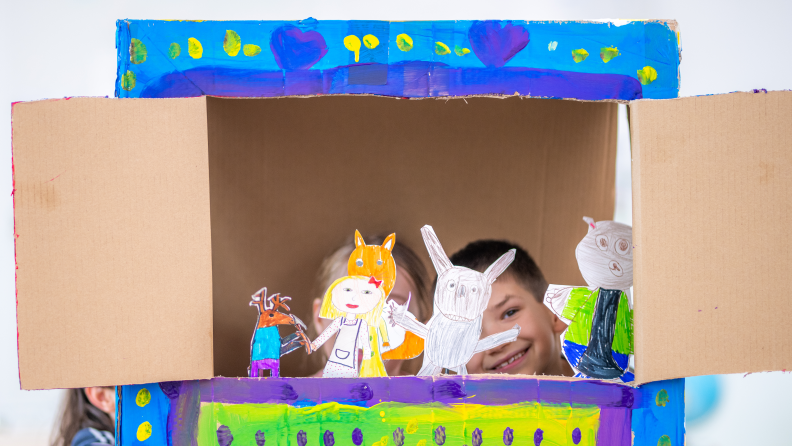 A virtual puppet show is a great way to get smaller kids to open up.