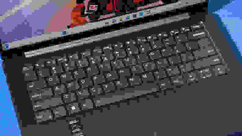 A close up of a laptop keyboard