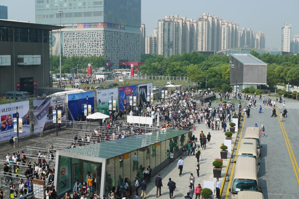 Crowds line up to enter CES Asia 2016's first day