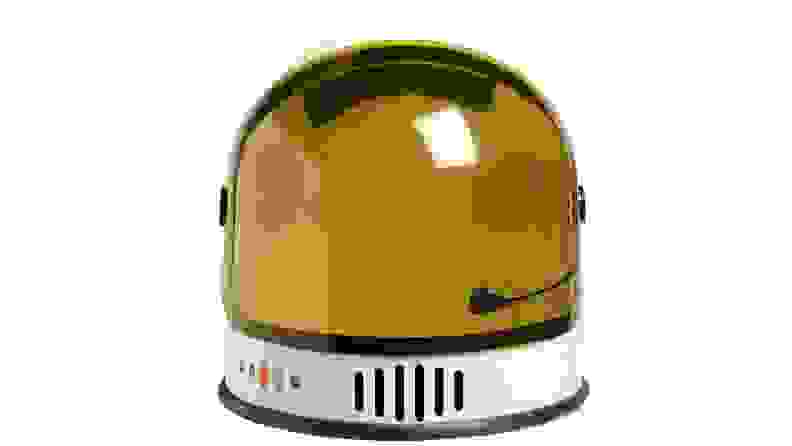 gold colored astronaut helmet
