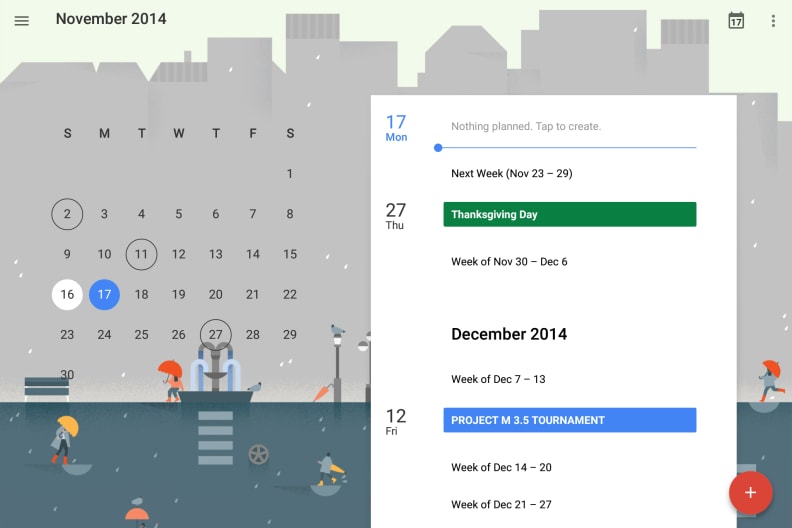 A screenshot of the Google Nexus 9's calendar app.