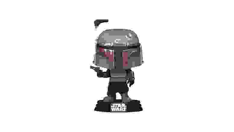 The Funko Pop! The Mandalorian Boba Fett figure in front of a white background.