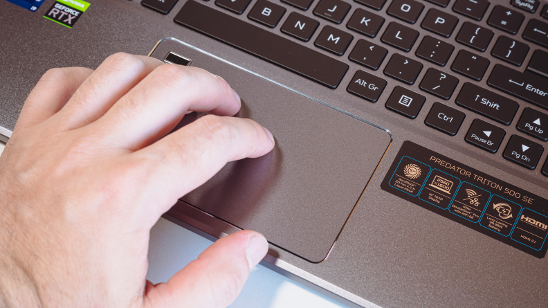 A closeup of the trackpad.