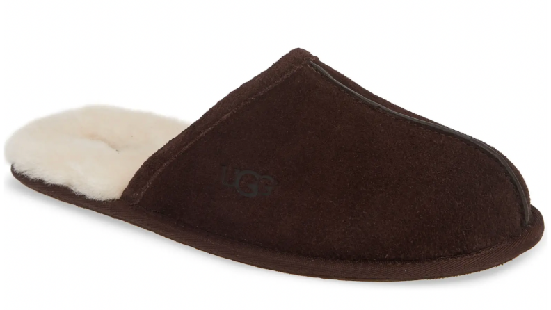 Close up of a brown Ugg slipper