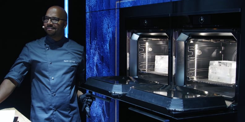 Miele Dialog Oven open with ice inside