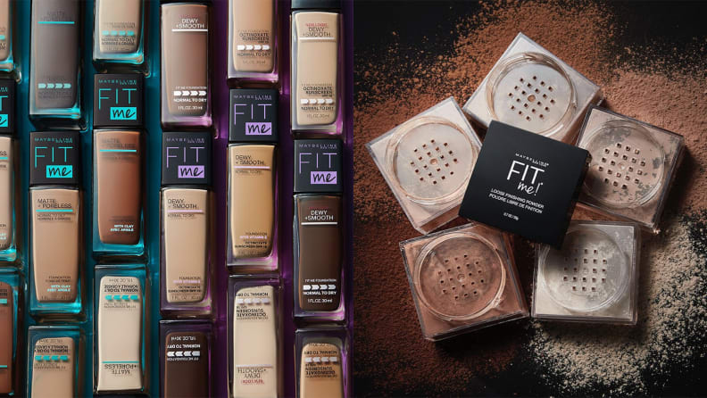 A photo of foundations and powders from Maybelline.