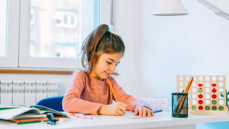 A dedicated space for homework can help kids focus.