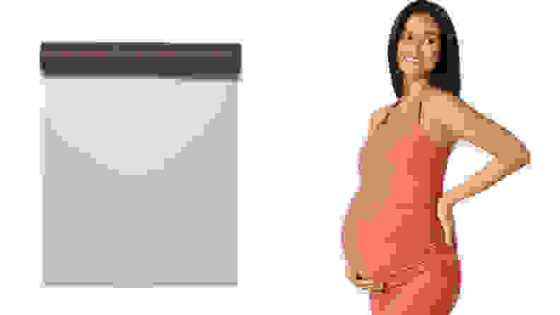 lululemon yoga mat and pregnant woman wearing beyond yoga clothes