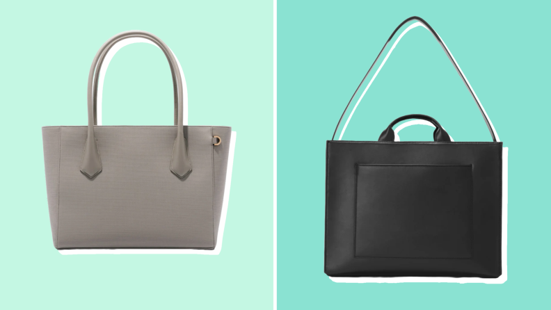Two Dagne dover purses against  turquoise backgrounds