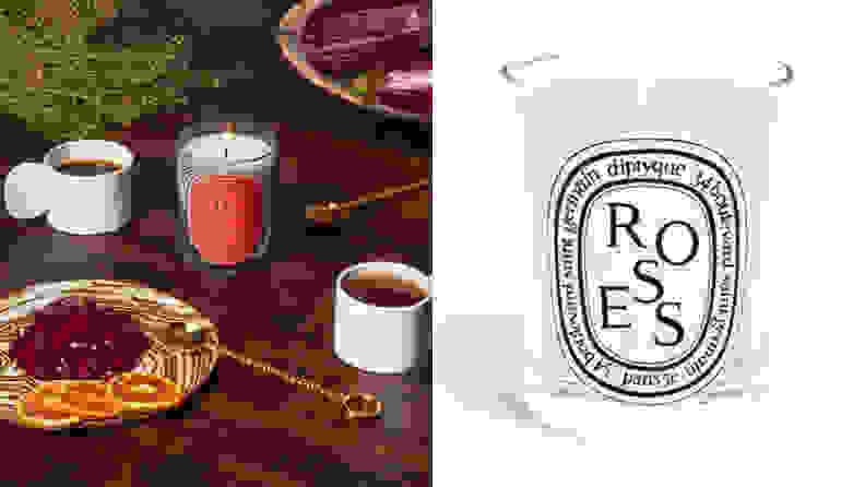 A split image of candles from Diptyque, one of the best places to buy candles online.