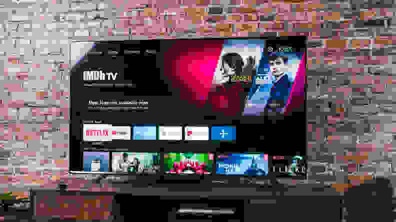 The Hisense U7G displaying its Android TV smart platform home screen