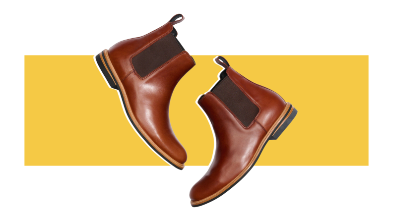 Mahogany brown leather Chelsea boots.