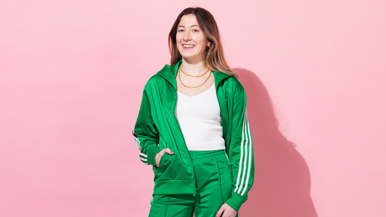 woman wearing green adidas tracksuit