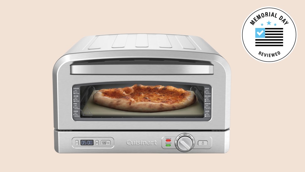 Cuisinart Indoor Pizza Oven on beige Reviewed background