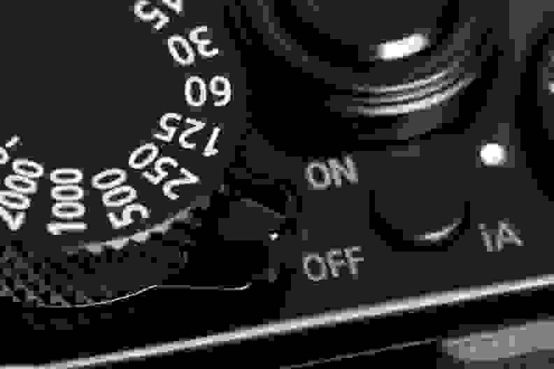 A photograph of the Panasonic Lumix LX100's power switch.