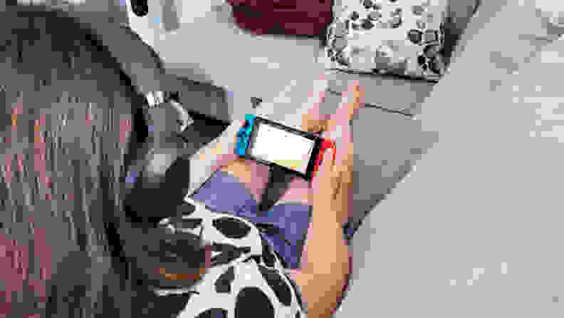 Woman using the Barracuda X while playing Nintendo Switch