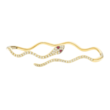 Product image of 14k Gold Snake Motif Diamond and Ruby Bracelet
