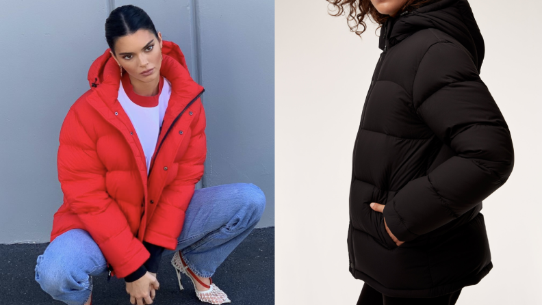 Kendall Jenner poses in an Aritzia TNA Super Puff jacket.