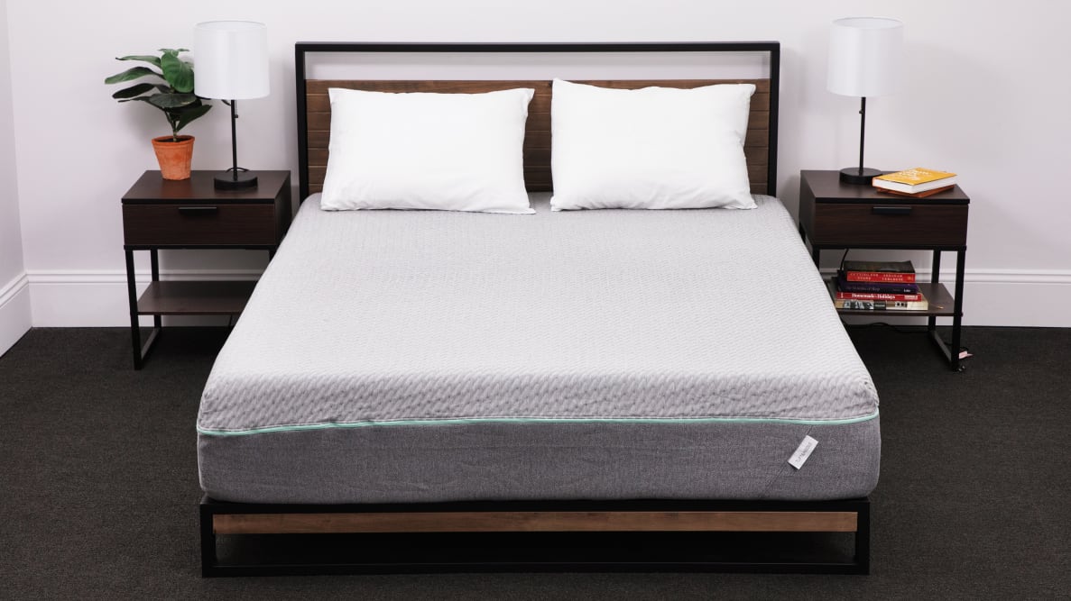Picture of the Tuft & Needle mattress in a complete bedroom set.