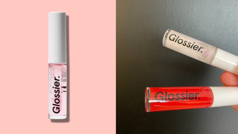 Lip gloss in red and clear and product image