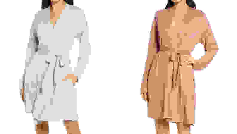 Women wearing robes on a white background