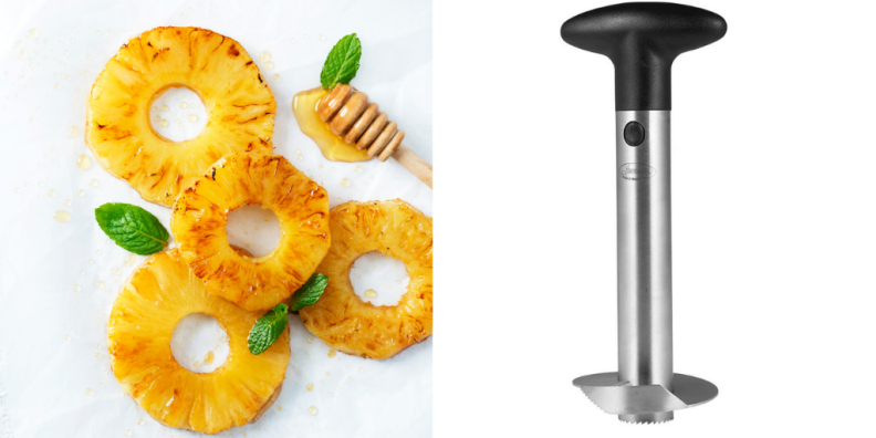 This pineapple corer can save you plenty of time cutting a pineapple.