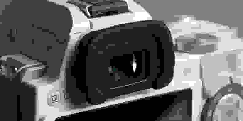 A photograph of the Pentax K-S1's viewfinder.