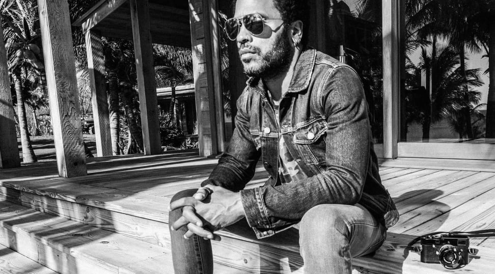 Lenny Kravitz hanging out on some steps with the Leica Correspondent