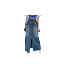 Product image of Casual Stretch Waist Washed Denim Ruffle Fishtail Skirts