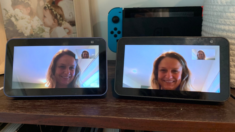 A side-by-side view of the Echo Show 5 first-gen and second-gen models.
