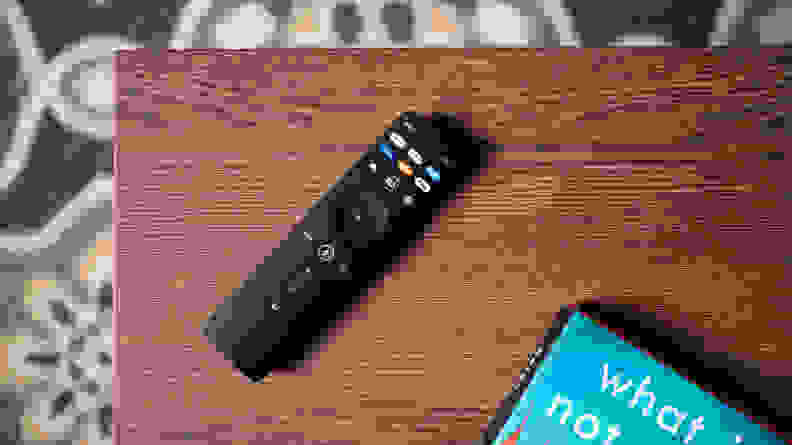 The remote control for the 2021/2022 Vizio TV lineup, as seen up close