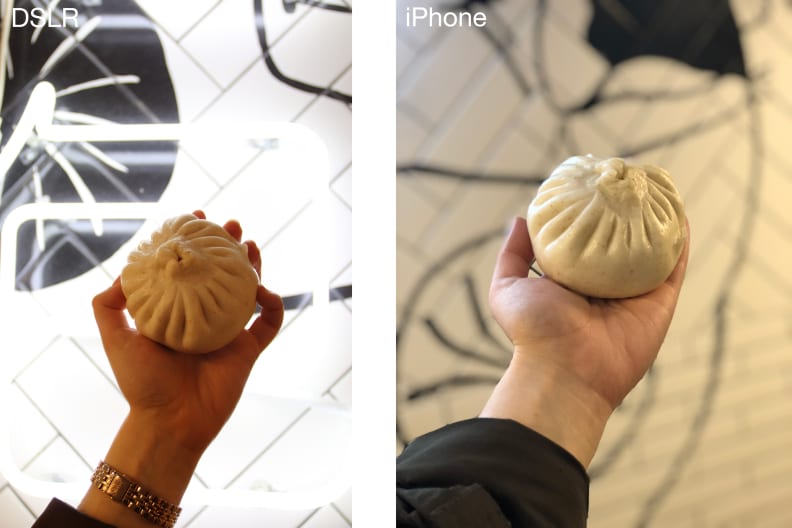 Bao bun shot with an iPhone and a DSLR