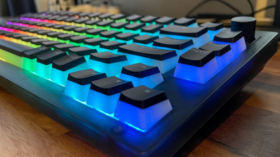 A close-up shot of a glowing keyboard.